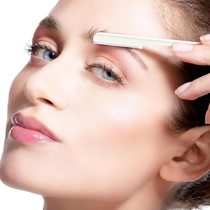 10 Pieces Eyebrow Razor for Women Facial Shaver Razor Brow Shaper Eyebrow Trimmer Dermaplaner Shaping Tool with Cover (White)