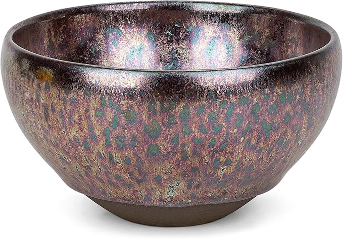Linkidea Ceramic Shaving Bowl for Men, Jian Zhan Glaze Wet Shave Mug, Traditional Shaving Soap Lather Bowl (Purple)