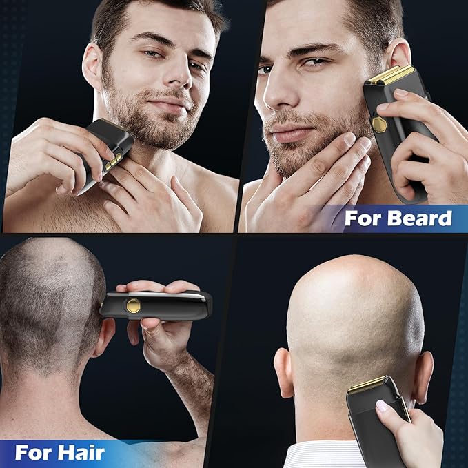 Electric Foil Shavers for Men: Close Shave Electric Razors with 3 Floating Blades, IPX7 Waterproof Wet Dry Face Razor with Big LED Display, Cordless Beard Trimmer with 3 Gears Adjustable (Black)