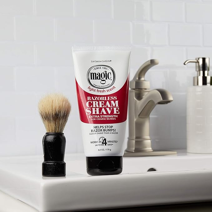 SoftSheen-Carson Magic Razorless Shaving Cream, Hair Removal Cream for Body Hair, Extra Strength Depilatory Cream, Works in 4 Minutes for Coarse Hair, 6 oz (Pack of 2)