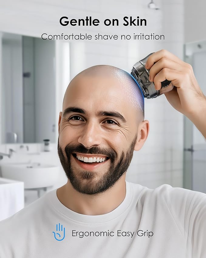 Head Shavers for Bald Men - 10,000 RPM Electric Razor with LED Display, Magnetic 5D Rotary Shaver, IPX6 Waterproof Wet Dry Shaving, 2H Fast Charge, Dual Speed Face Beard Body Grooming Kit