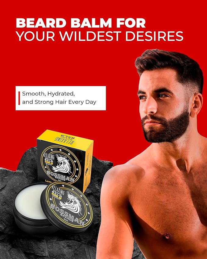 Bossman Relaxing Beard Balm for Men (Naked - Unscented) – Tames, Relaxes, Thickens & Softens for Ultimate Beard Care – Made in USA