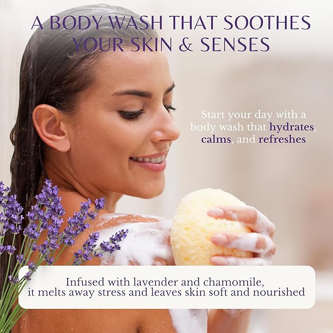 Edenika Lavender Body Wash with Vitamin E, Cleanses, Relaxes & Moisturizes, Stress Relief Shower Gel for Dry and Sensitive Skin, Women & Men, Organic & Natural, 16 fl oz