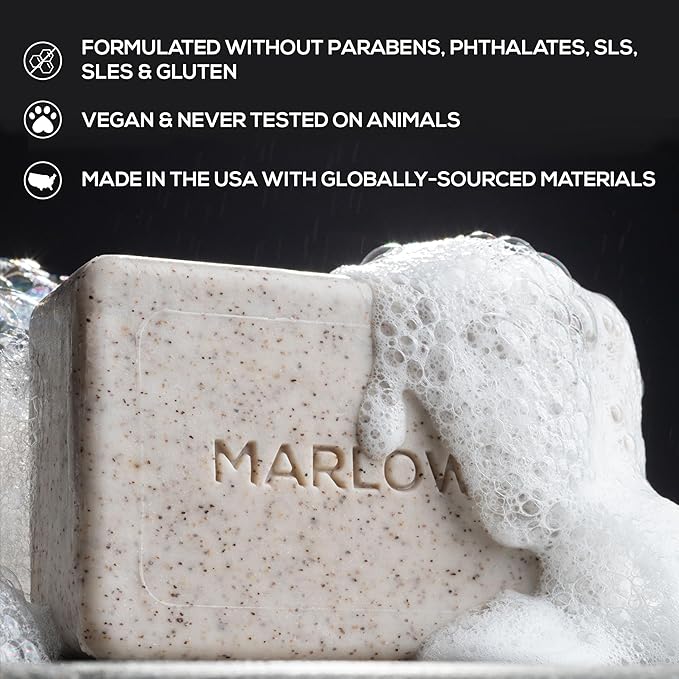 MARLOWE. No.102 Men’s Body Scrub Soap (Variety Trio) – Best Exfoliating Bars with Natural Ingredients & Green Tea Extract, 3 Amazing Scents, Holiday Gift, Stocking Stuffer for Men