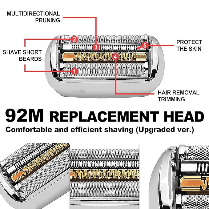 Series 9 92M Electric Replacement Shaver Head Accessories Shaver Compatible with Braun Series 9 Electric Razors 9290cc, 9291cc, 9370cc, 9293s, 9385cc, 9390cc, 9330s, 9296cc (Upgraded ver.)