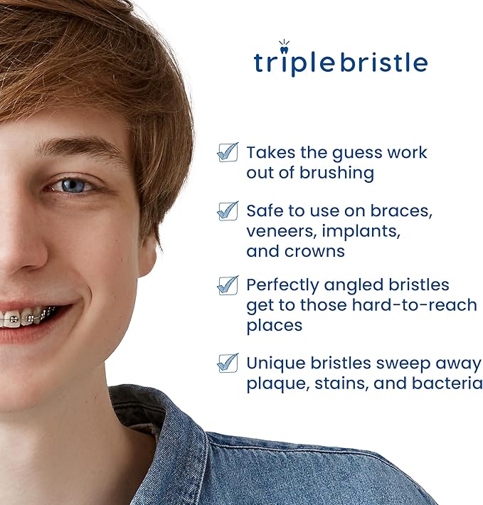 Triple Bristle GO 3-Sided Sonic Electric Toothbrush with Soft Nylon Bristles, Travel Brush for Kids, Adults, Autism and Special Needs