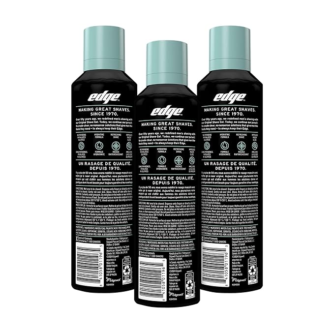 Edge Shave Gel for Men, Cooling Eucalyptus & Tea Tree, 7oz (3 Pack) - Shaving Gel For Men That Moisturizes, Protects and Soothes To Help Reduce Skin Irritation (Packaging May Vary)