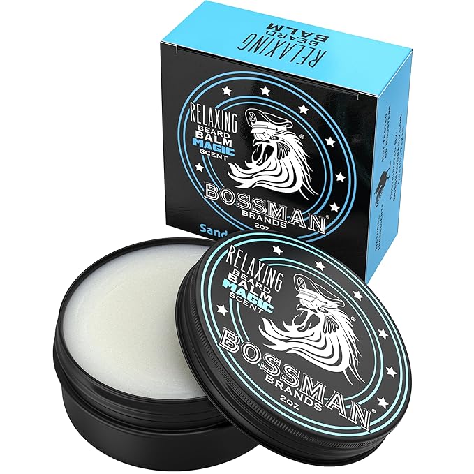 Bossman Relaxing Beard Balm for Men (Magic Scent) – Tames, Relaxes, Thickens & Softens for Ultimate Beard Care – Made in USA