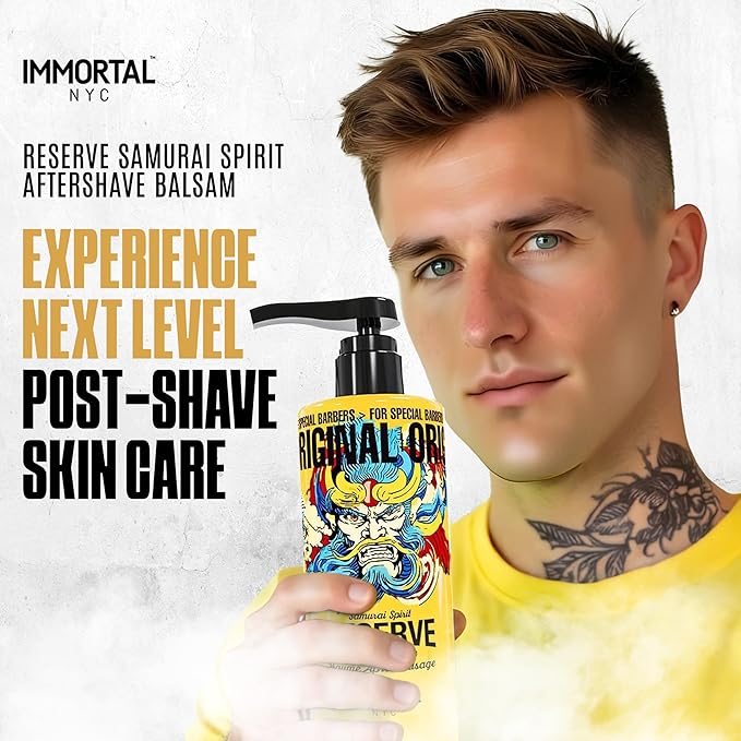 Immortal NYC Reserve Samurai Spirit, Aftershave Balm for Men- Moisturizing & Soothing Formula After Shaving- Spicy Floral Aftershave For Men- 17 oz