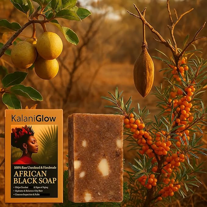 African Black Soap– Raw African Black Soap Bar Moroccan Black Soap Hydrates Dry Skin for All Skin Types, Supports a More Even-Looking Skin Tone for Face & Body Wash