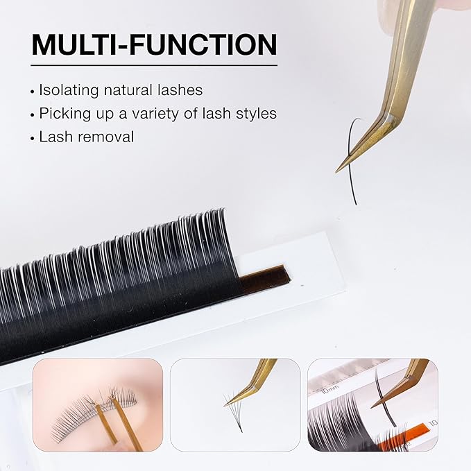 Curacoro Lash Tweezers for Eyelash Extensions - LashSmith 50° Short Tip Tweezer for Isolation, Fan Pickup & Multiple Lashing Techniques