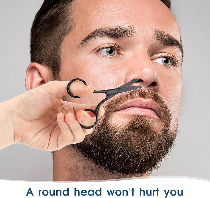 Round Tip Nose Hair Scissors Safety Eyebrow Scissors Small Professional Grooming Scissors for Hair, Eyelashes, Mustache, Nose, Eyebrow Trimmer for Women Men