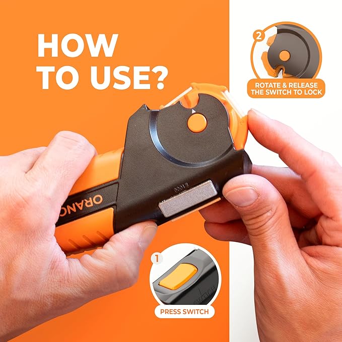 Orange Ninja 7-in-1 Knife & Garden Tool Sharpener – Sharpens Pocket Knives, Axe, Hatchet, Machete, Pruner & Hedge Shears – Repairs & Hones Edges by Sharp Pebble