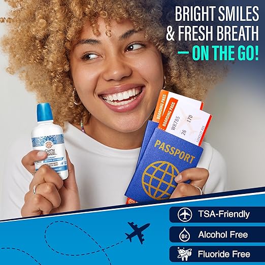 GuruNanda Oxyburst Teeth Whitening Mouthwash – Alcohol & Fluoride Free, with Hydrogen Peroxide & 7 Essential Oils, for On-The-Go Freshness, TSA Friendly, Wild Mint, 3 fl oz (Pack of 2)