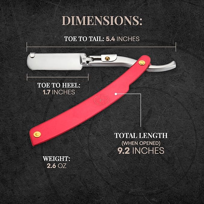 Best Shavette Straight Razor - Replaceable Blade Straight Razor, Metal Handle Shavette, No Stropping or Honing Needed, Great For Beginners, Starter Blade, Hygienic, Close Shave, Leather Case