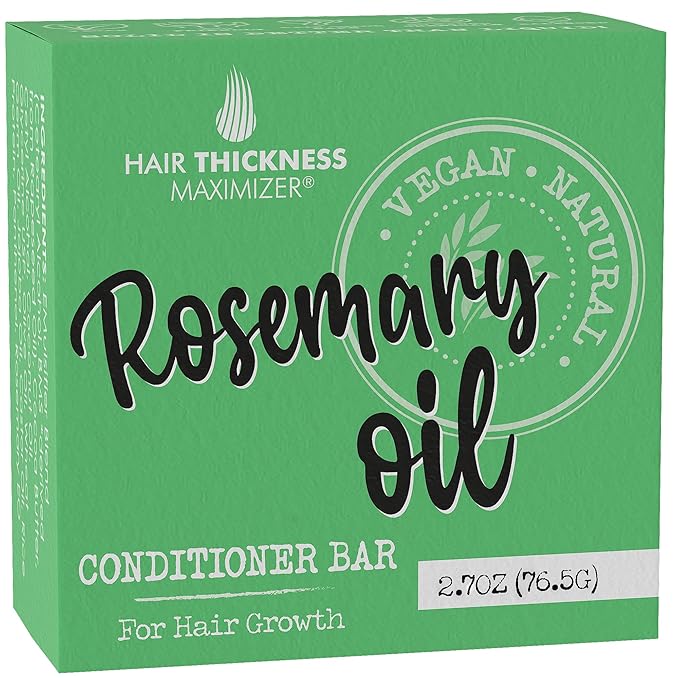 Rosemary Oil for Hair Growth Conditioner Bar. Eco Friendly, Vegan, Color Safe, pH Balanced. Solid Conditioner Bar Equal to 3 Liquid Bottles. Zero Plastic, USA Made, Strengthening & Dry Hair Relief