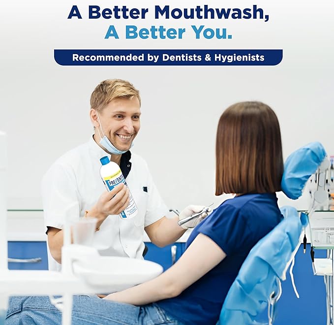 Prevention Daily Care Alcohol-Free Mouthwash, Hydrogen Peroxide Teeth Whitening with Soothing Double Mint for Bad Breath Treatment, Fluoride-Free Gum Care Oral Mouth Rinse 16 oz 2 Pack