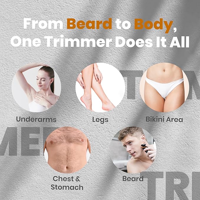 Next Gen Premium Body & Pubic Hair Trimmer – Waterproof Electric Ball Shaver & Groin Hair Clipper with Ceramic Blades – Rechargeable Wet/Dry Trimmer for Men & Women, Chest, Legs, Bikini
