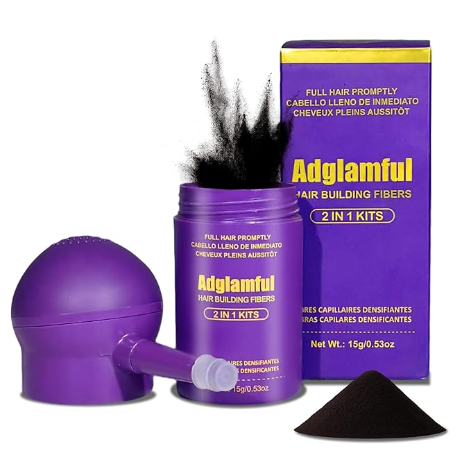 Hair Building Fibers, Hair Fibers for Thinning Hair with Spray Applicator, Long-lasting Natural Fuller Look, Instantly Thicker Hair for Women & Men (Dark Brown, 15g)