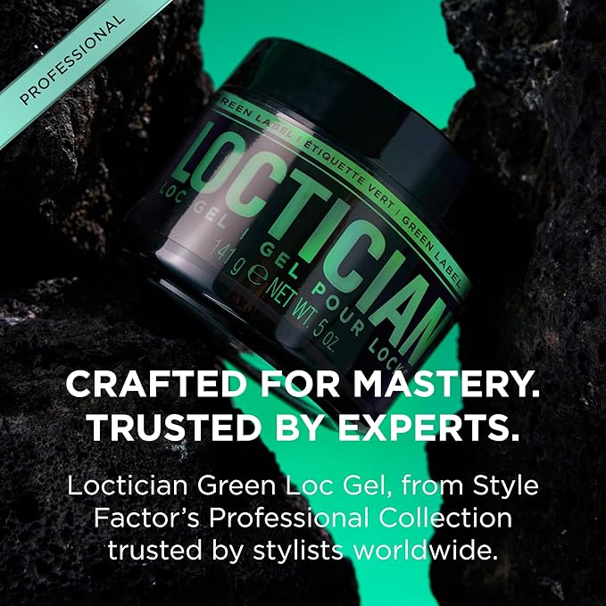 Style Factor Loctician Green 10.1 oz - Premium Pomade with Buriti & Avocado Oils Max Hold, Unscented, Clean, Expert Styling Gel for Locs, Twists, Braids for All Hair Types