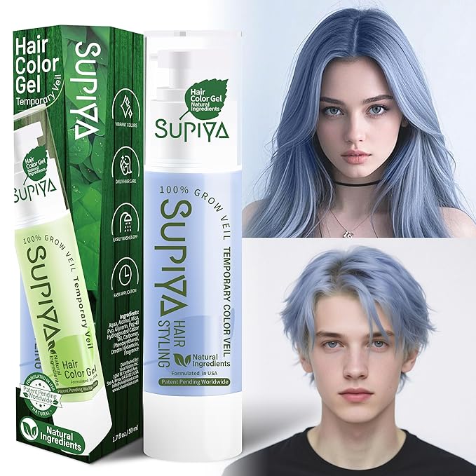 Temporary Hair Styling Color Serum, Green Blue Purple Red Hair Dye Color Gel Washable Natural Instant Hair Color Wax for DIY Hairstyle for Kids Men Women(Blue#83)