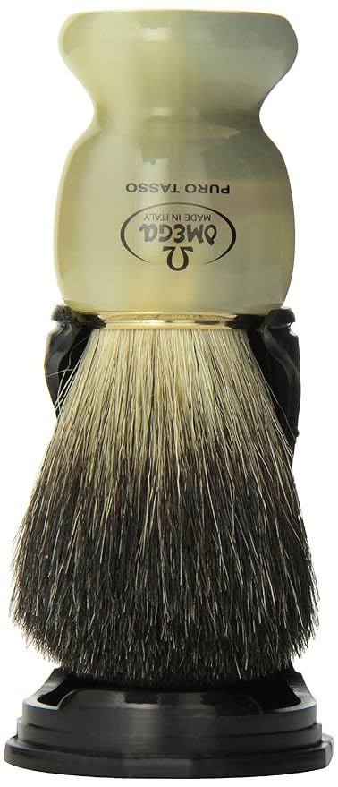 Omega 63171 Stripey 100% Pure Badger Shaving Brush with Stand