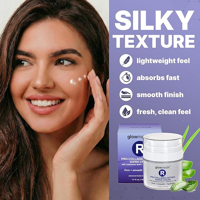 Anti-Aging Face Cream with Retinol & Hyaluronic Acid – Made in USA – Pro-Collagen Night Cream for Women & Men – Firming Face & Neck Moisturizer for Fine Lines, Wrinkles & Aging Skin – 1.7 fl oz