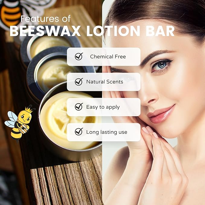 Beeswax Lotion Bar | Moisturizing & Deep Conditioning Skin Hydrated Lotion Bar | Lotions Bar for All Skin Types - All Natural Lotion's for All Ages - Lavender