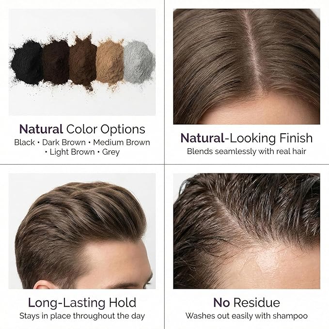 2Pcs Hair Building Fibers – Natural-Looking Hair Thickening Powder for Instant Fuller Appearance, Long-Lasting, Lightweight & Easy to Apply, 30g x 2 – Dark Brown