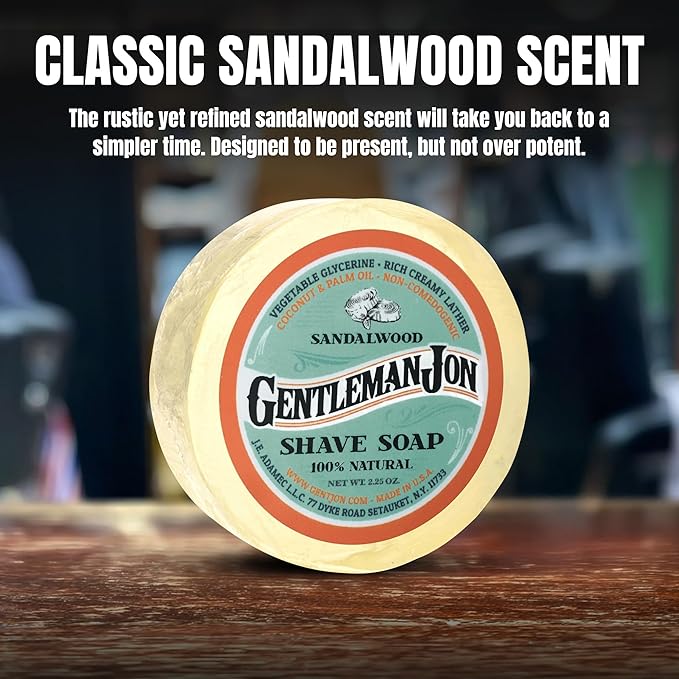 Gentleman Jon Luxe Shave Kit - Sandalwood Shaving Soap (2.25oz) & Alum Block in Plastic Case (3.7oz) - Ultimate Shaving Solution for Smooth, Soothing, and Razor Burn Relief
