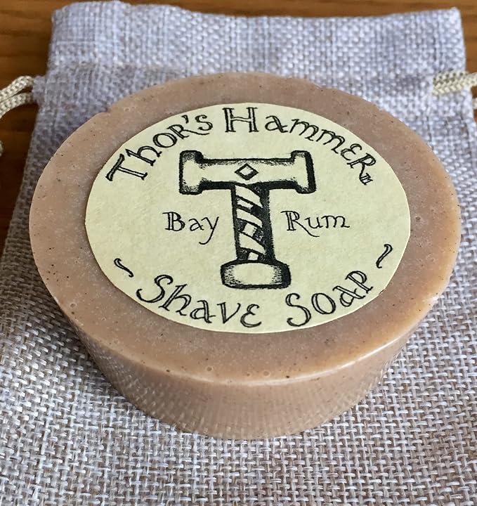 Bay Rum Shaving Soap, Thor's Hammer Bay Rum Wet Shaving Soap Puck, All Natural, 3.4 oz