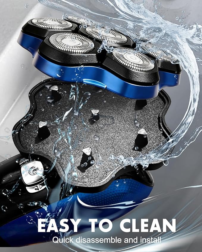 Head Shavers for Bald Men - Magnetic 7D Detachable Head Shaver, 100% Waterproof Wet Dry, Rechargeable Cordless Electric Razor, Rotary Shavers with LED Display, Fast Charging