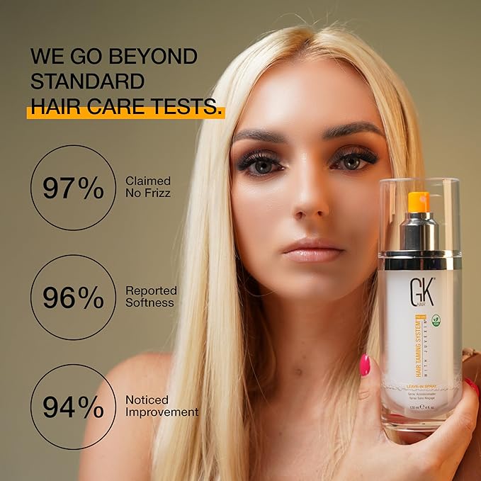 GK HAIR Global Keratin Leave In Conditioner Hair Spray (4 Fl Oz/120ml) - Moisturizing Treatment Strengthens & Shines Frizzy, Dry Damaged Hair - Detangler Spray for Smoothing Nourishes Hydrated Hair