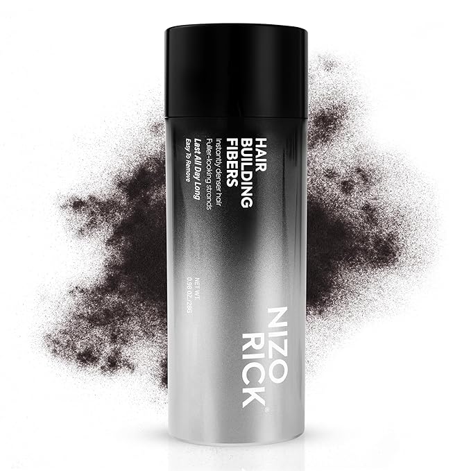 Hair Thickening Fibers for Thinning Hairline - 28g Fill In Fine or Thinning Hair - Instantly Thicker Looking - Waterproof Root Touch Up Hair Color Powder for Men & Women (Black)