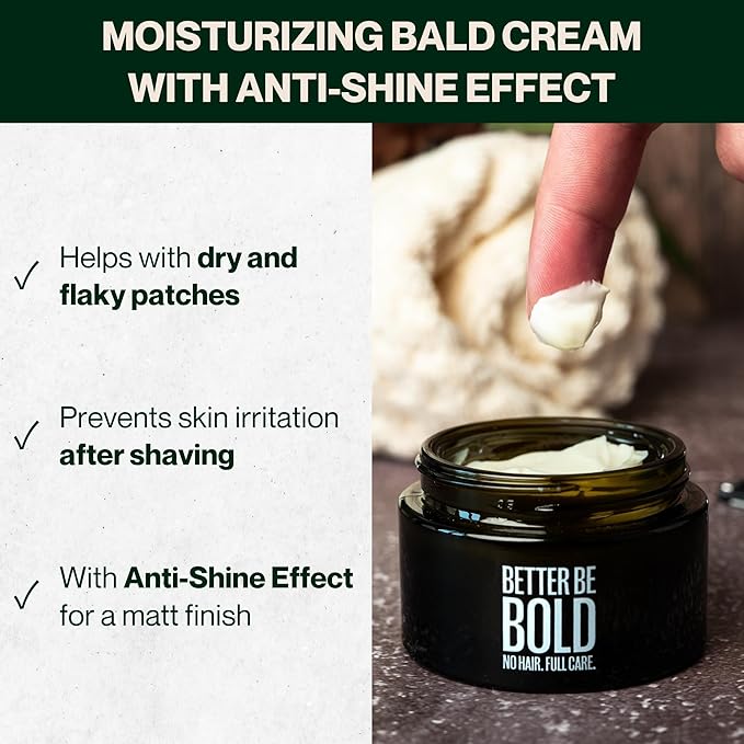 Nourishing bald cream (0-3 mm) with matte effect. Absorbs quickly. Fresh fragrance. Soothing skin after shaving thanks to magnolia extract. Natural and vegan. Made in Germany