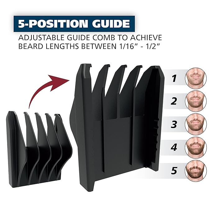 Wahl Beard Trimmer for Men - Battery Operated Facial Hair Grooming Set for Mustaches, Beard, Neckline, Light Detailing and Grooming with Bonus Battery Nose & Ear Hair Trimmer - Model 5537-420
