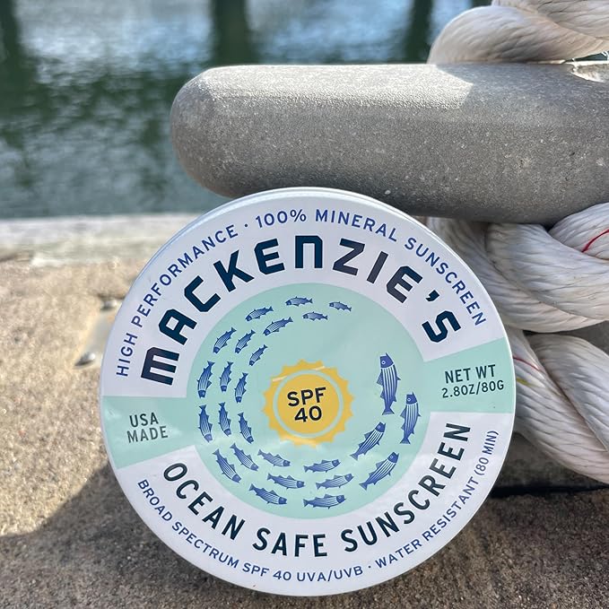 MacKenzie's SPF 40 Ocean Safe Sunscreen Tin - Mineral Based - Eco Friendly - Gifts for Fishermen - Gifts for Men - Applies Sheer