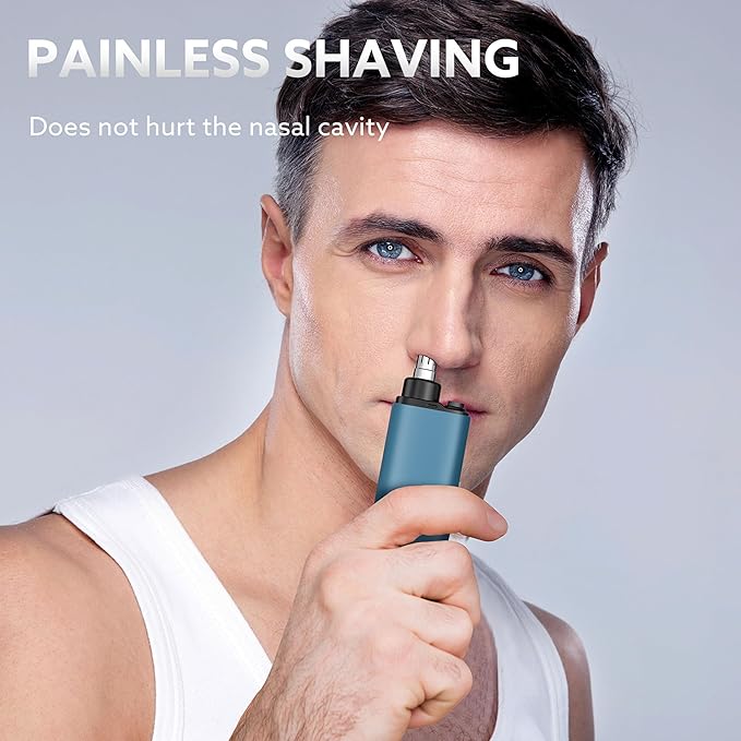 Nose Hair Trimmer for Men,Portable Painless Ear and Nose Hair Trimmer USB Rechargeable, 9000 RPM,360° Rotating Waterproof Dual Edge Blades Nose Trimmer Women (Blue)