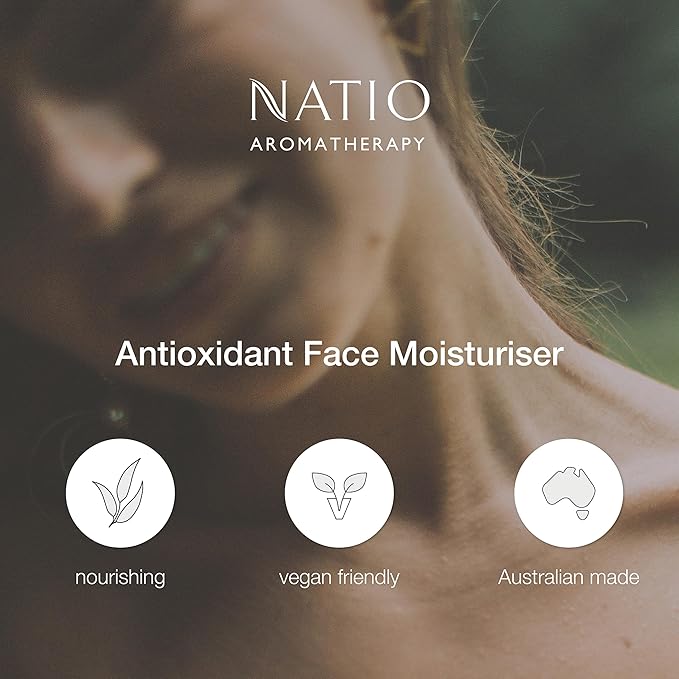 Natio Australia Aromatherapy Antioxidant Face Moisturizer, 3.3 oz - Anti-Aging Face Cream - Rosehip and Vitamin E - Face Lotion for All Skin Types