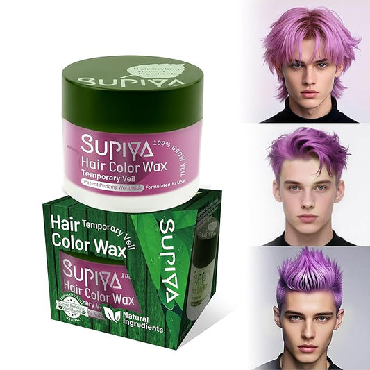 Temporary Hair Color Wax for Men - SUPIYA Washable Hair Wax Color, All-Day Hold Disposable Hair Wax for Party, Cosplay & Daily (Orchid Color #73)