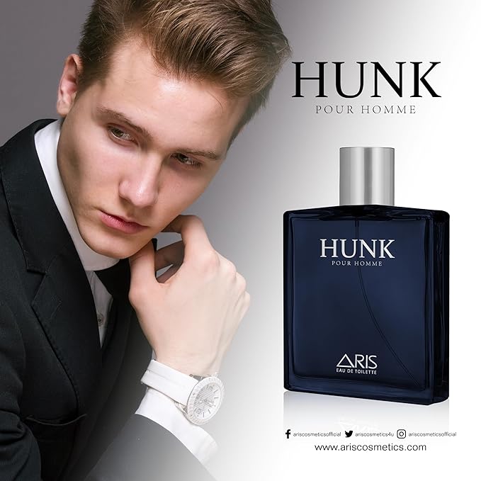 ARIS Hunk Eau de Parfum – Long-Lasting Lemon and Woody Fragrance for Men – 100mL Perfume Spray with Bonus 15mL Perfume Sample (Randomly Selected)
