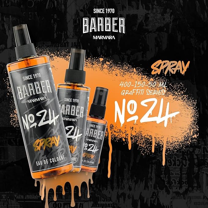 barber marmara Eau de Cologne Pump Spray Mens Graffiti After Shave Men's Fragrance Water Shaving Water Men Barber Men's Fragrances Body Spray Barbershop Travel Size (50 ml, No24)