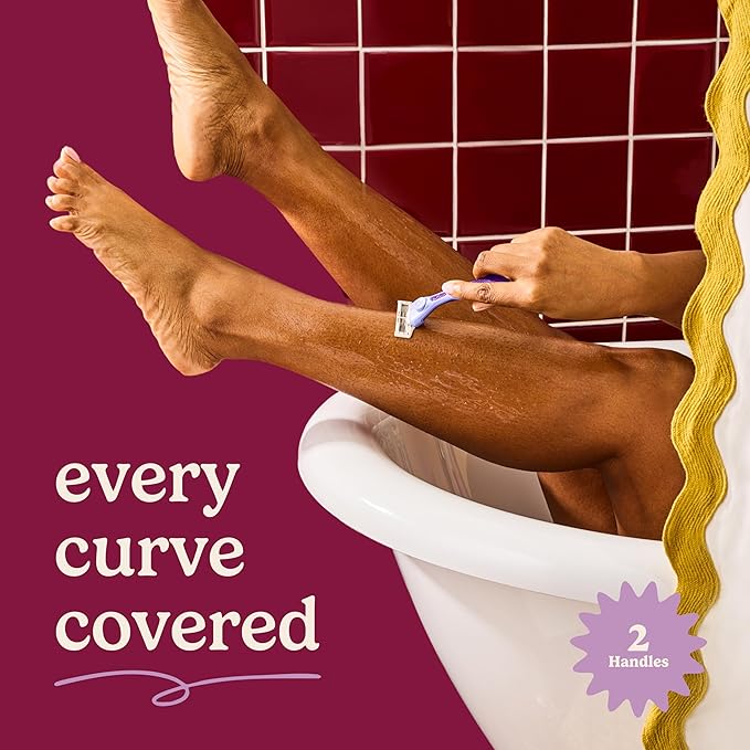 Dollar Shave Club for Women | Purple Wavy Grip Handle 2 Pack | Lightweight, Ergonomic Handles for Every Curve, Corner, and Tricky Spot | Razors for Women, Womens Razors for Shaving