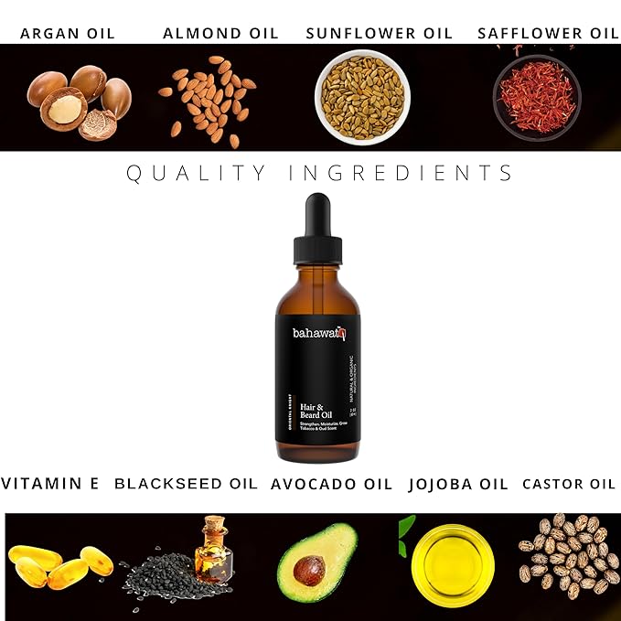 BAHAWAT Beard Oil -Premium Beard Oil Conditioner & Softener - Tobacco Oud scent- Eliminates Beard Itch, Promote a Healthy, Full Beard, Natural Ingredients, 2 ounce.