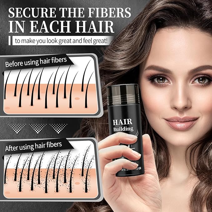 AWCCXMYM Hair Building Fibers for Thinning Instant Coverage Hair Fibers for Women & Men Natural Texture Undetectable Hair Fiber for Thickener and Fuller Look 30g #Black