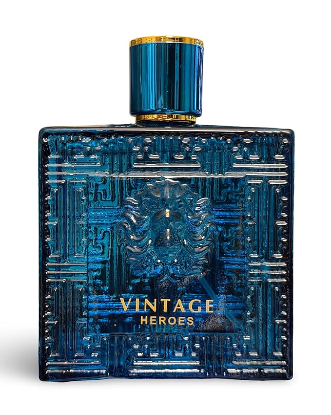 VINTAGE HEROES Eau De Parfum for Men, Aromatic Woody Fragrance, Blue Glass Bottle, 3.4 Fl Oz Natural Spray