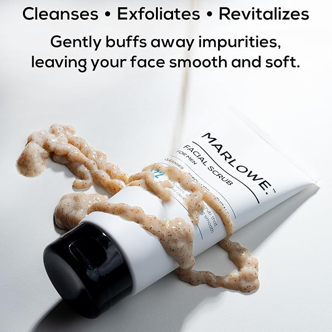 MARLOWE. Men's Face Wash & Scrub Bundle – Daily Cleanser with Natural Extracts + Exfoliating Formula with Fresh Woodsy Scent