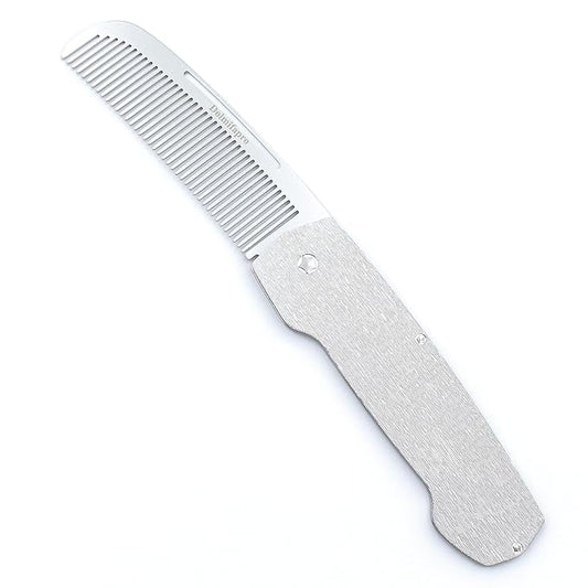 Folding Pocket Comb for Men Hair Comb Stainless Steel Mustache Comb Wood Grain Design