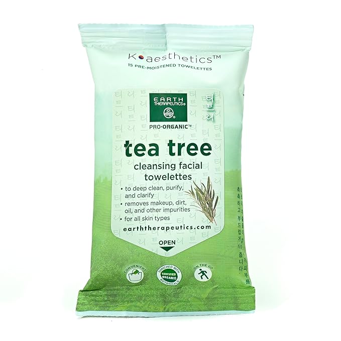 Earth Therapeutics Tea Tree Makeup Remover Wipes - Travel Size - Tea Tree