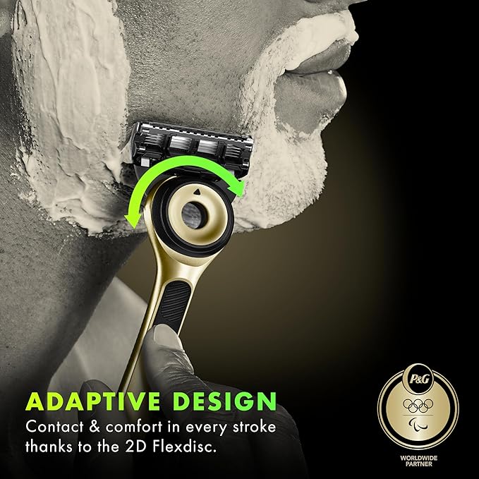 GilletteLabs with Exfoliating Bar Razor for Men, Champion Gold Edition - 1 Handle, 1 Razor Blade Refill, Includes Premium Magnetic Stand